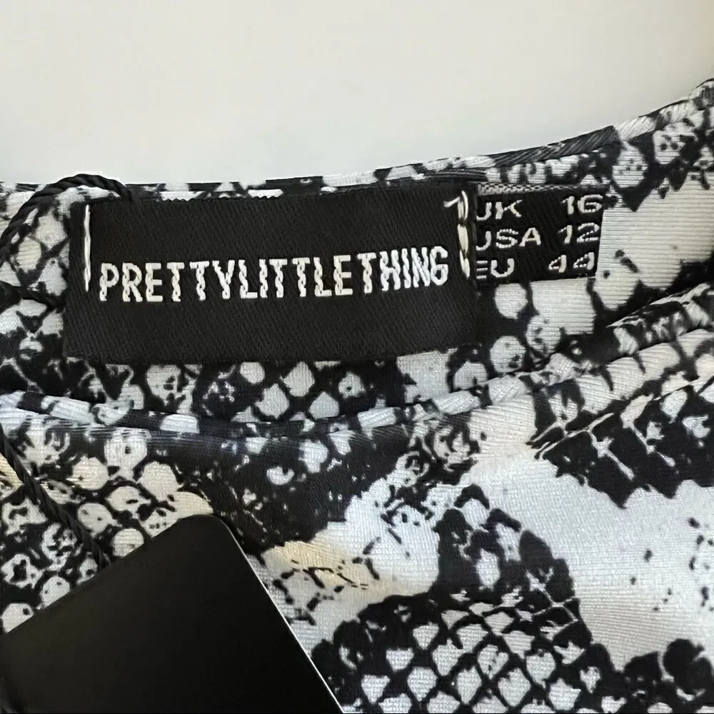 PrettyLittleThing Snake Mix & Match Scoop Neck Top, Size 12
